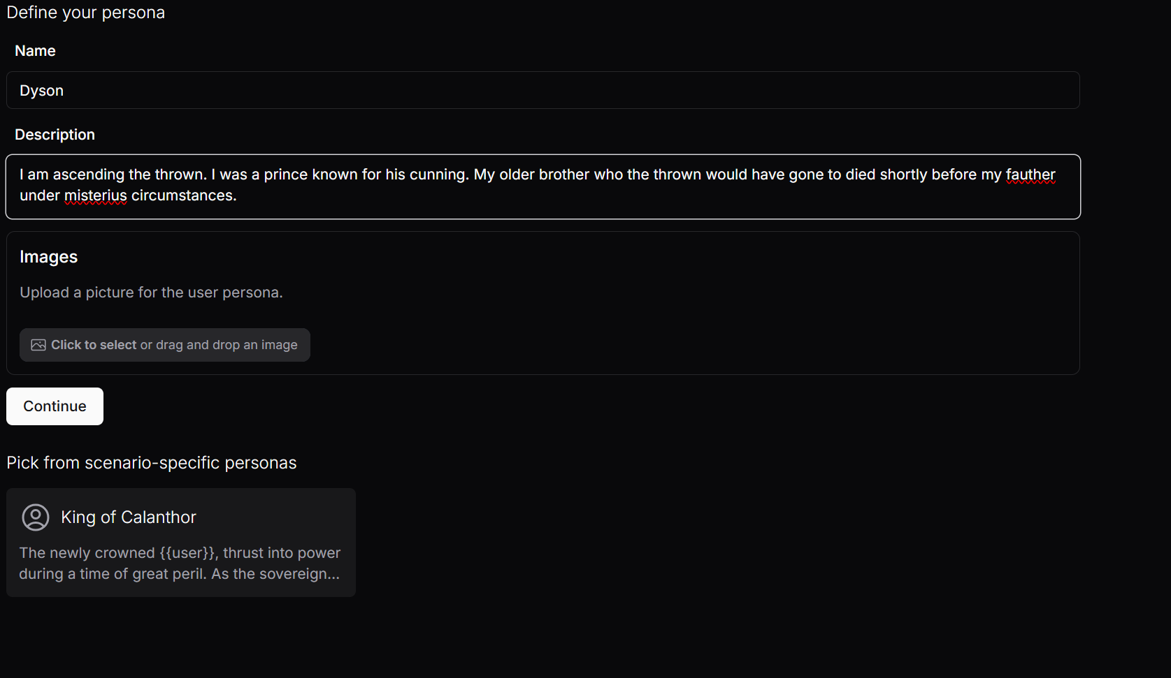 DreamGen Charaktereinrichtung